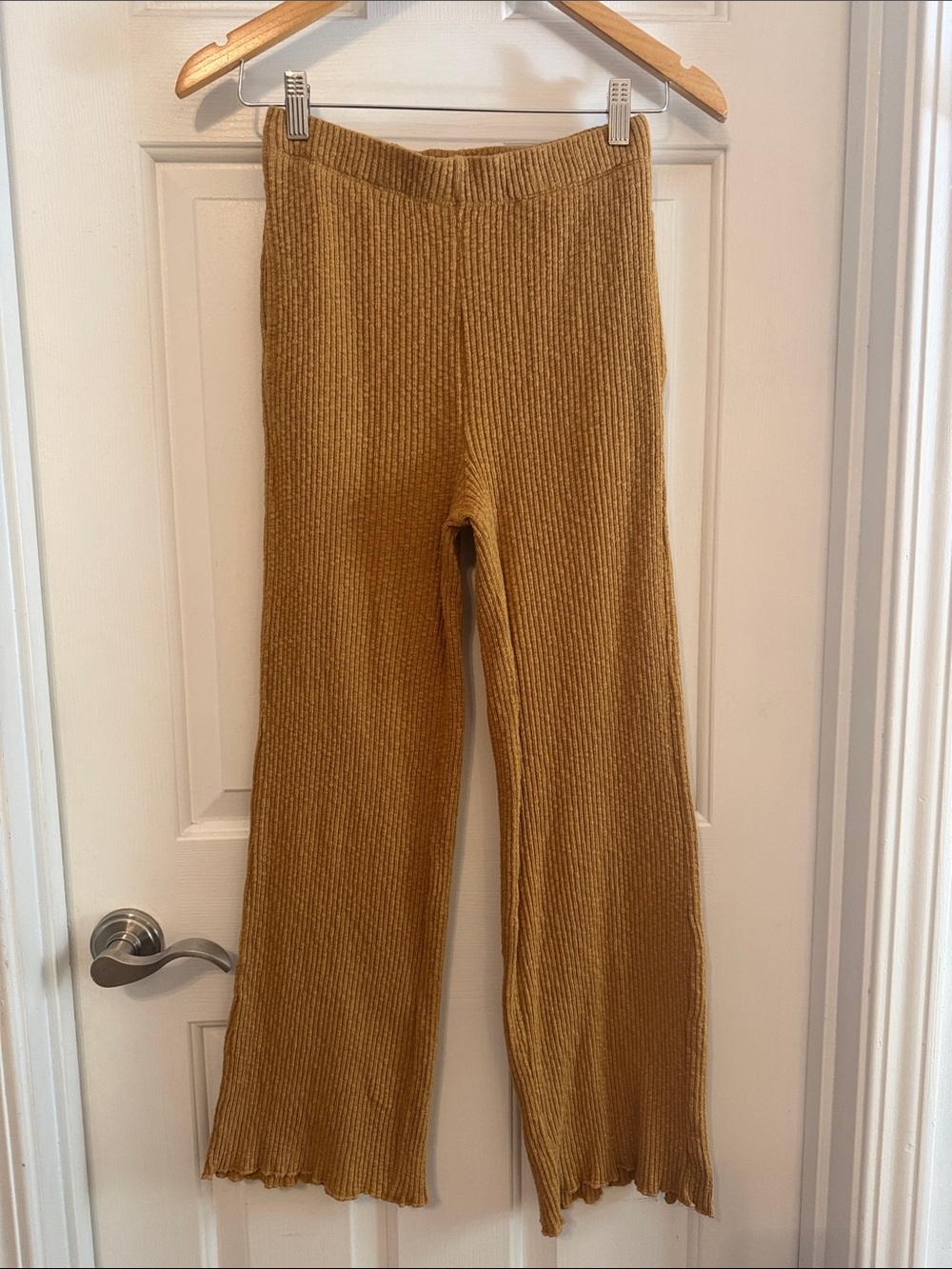 Billabong Ribbed Wide-Leg Knit Pants - Mustard small